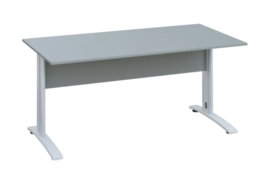 EPK 28 - 16 stůl kancelářský, kovová podnož bílá, deska 25 mm, široký 1600 mm, šedá